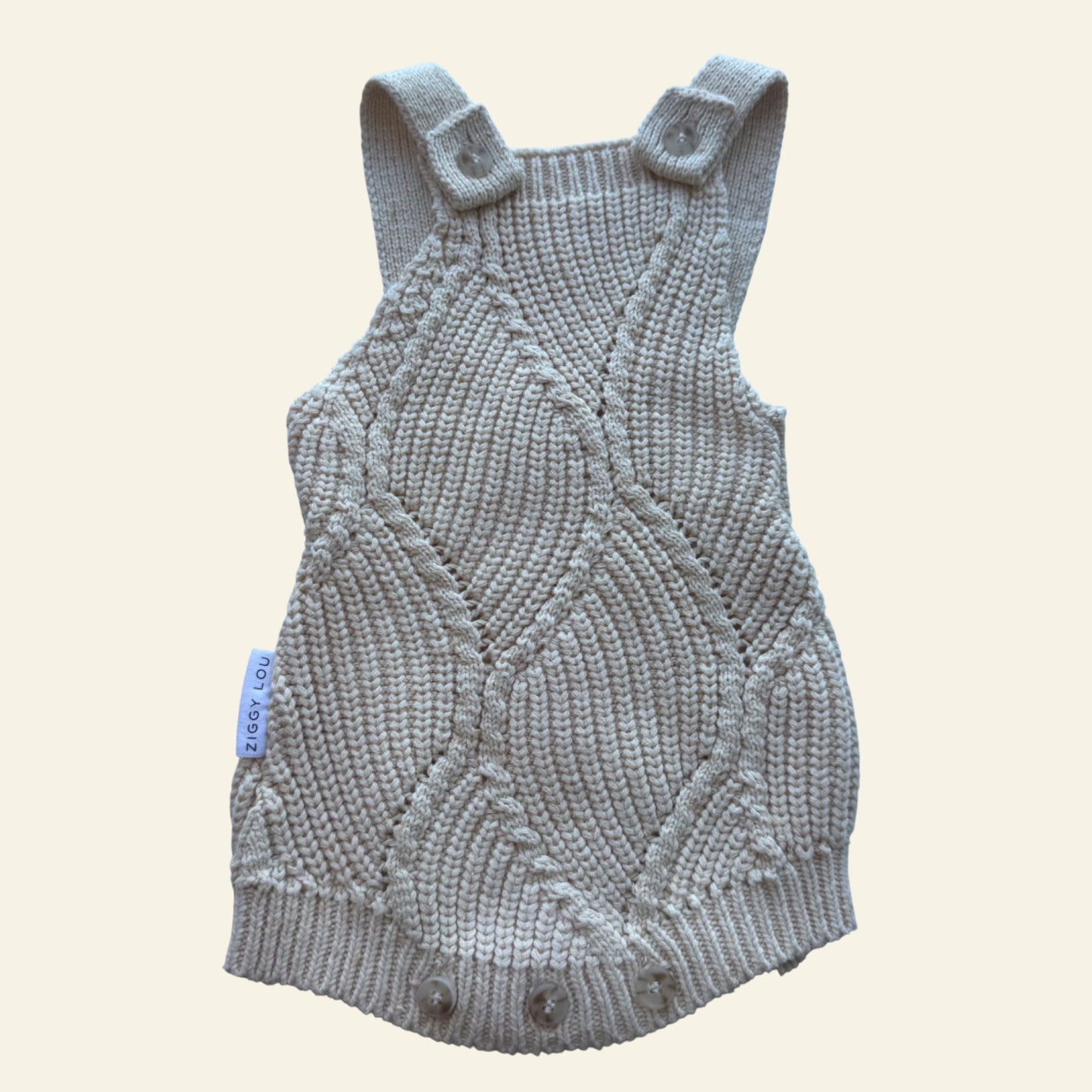 Ziggy Lou beige speckle knit romper size 0000