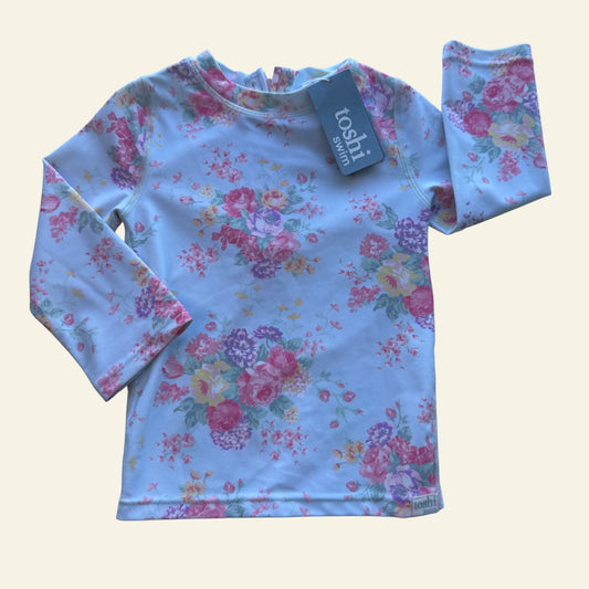 Toshi blue floral swim rash top size 0 (BNWT)