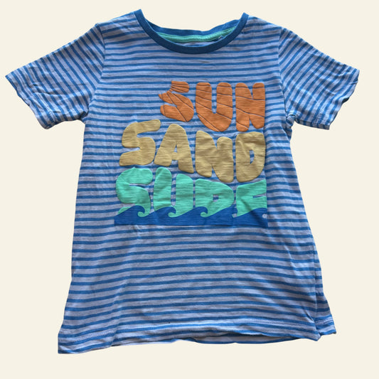 KID blue and grey stripe sun sand surf tshirt size 5