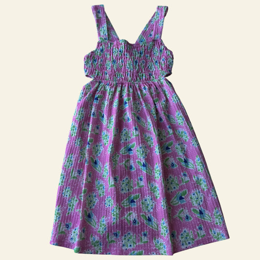 Zara pink and blue floral cut out dress size 6