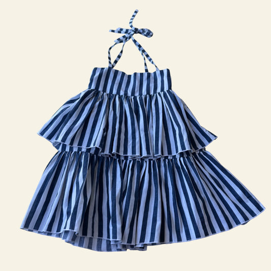 Handmade blue and white stripe dress approx size 5