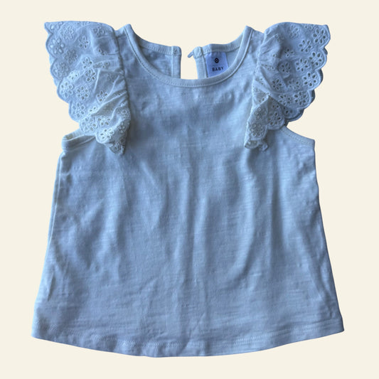 Target off white frill sleeve top size 1