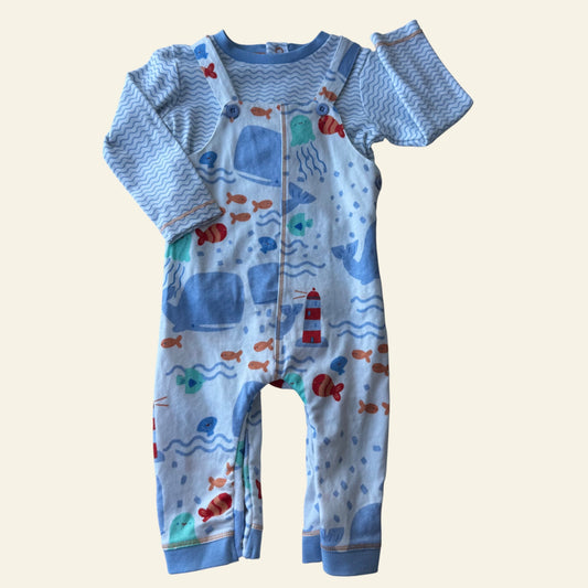 Dunnes Stores sea animals overalls set size 00