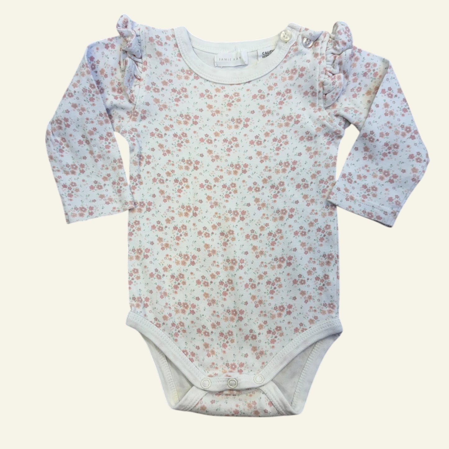 Jamie Kay white floral bodysuit size 6-12 months