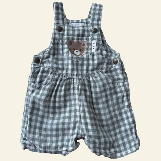 Hux green gingham overalls size 0