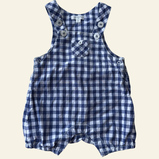Purebaby blue gingham overalls size 00