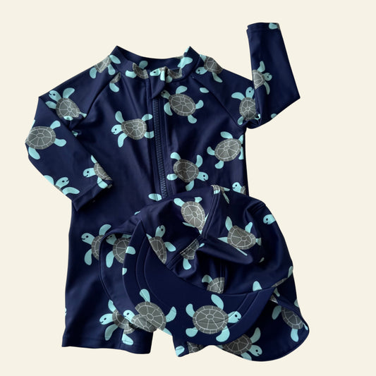 Target navy turtle swimwear set size 00