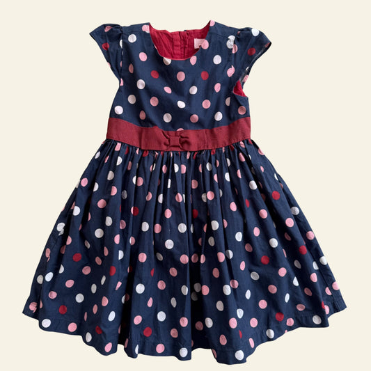 Pumpkin Patch navy and pink spot dress size 4
