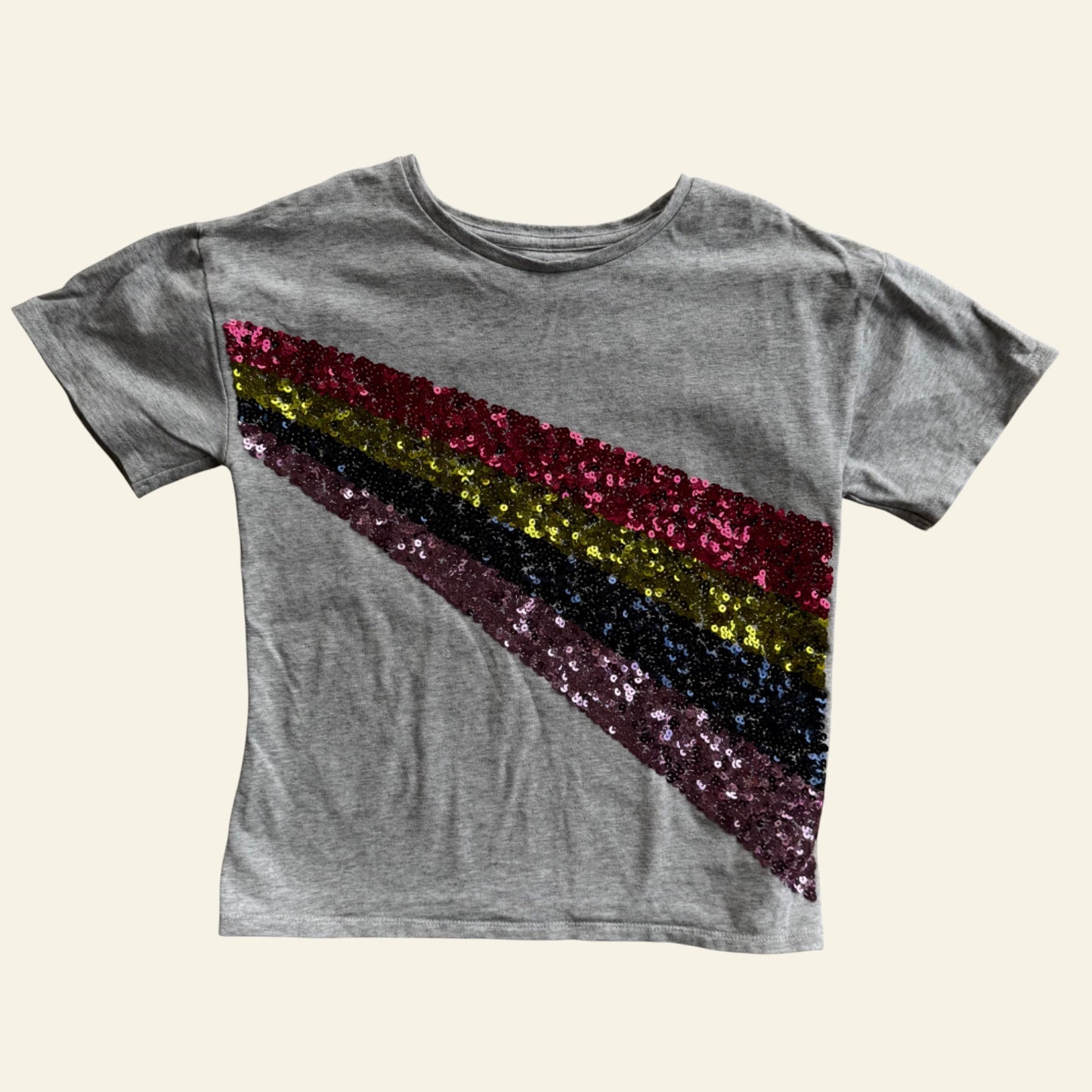 John Lewis grey rainbow sequin tshirt size 10