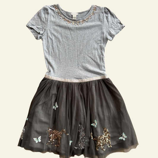 Monsoon grey tulle sparkle dress size 11-12