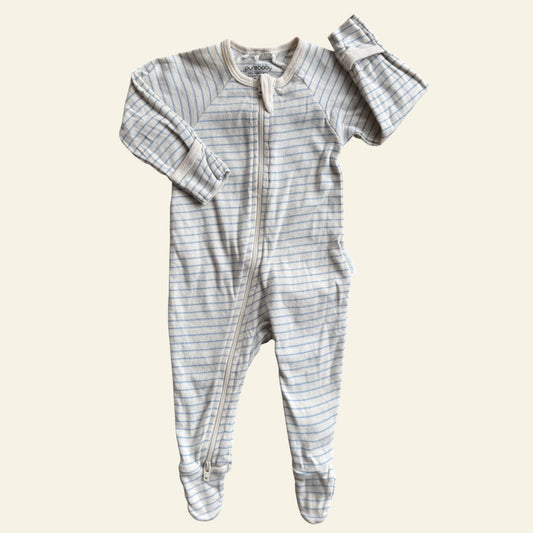 Purebaby blue and white stripe onesie size 000