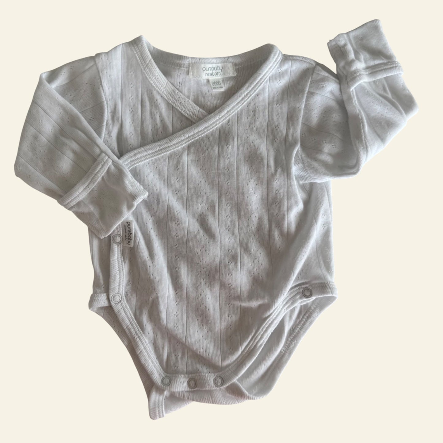 Purebaby white wrap bodysuit size 0000