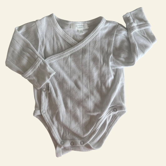 Purebaby white wrap bodysuit size 0000