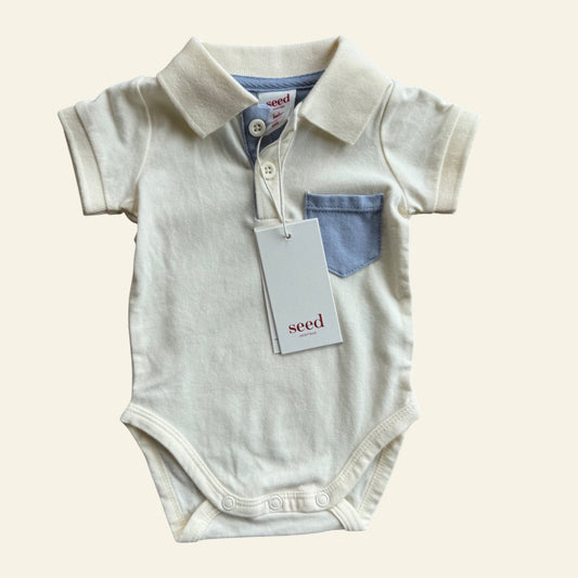 Seed beige polo top bodysuit size 0000 (BNWT)