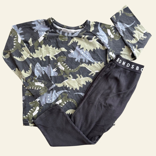 Bonds grey dino pj set size 5