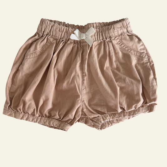 Dusty pink shorts with bow detail approx size 2 (no size tag)