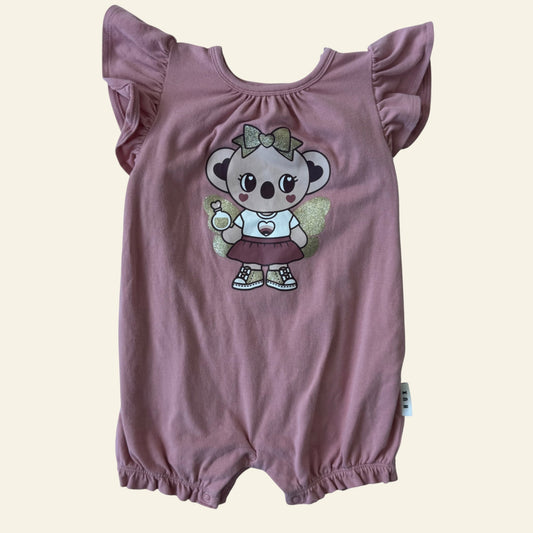 Hux pink koala frill romper size 0