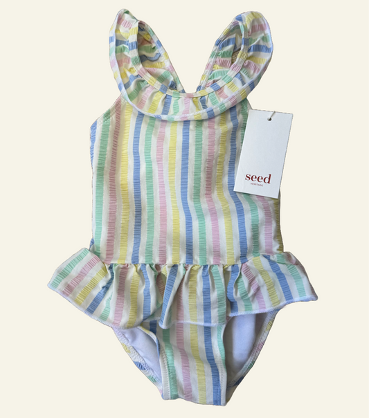 Seed rainbow stripe bathers size 0