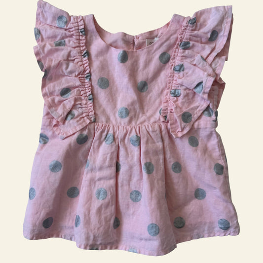 Country Road pink and silver spot frill top size 000