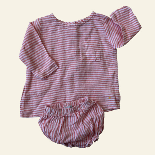 Goldie and Ace pink stripe top and bloomers set size 00