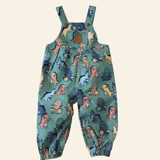 Hux green dinosaur overalls size 1