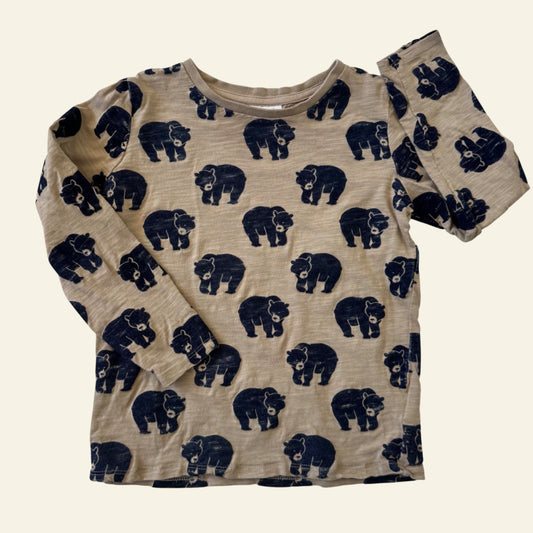 Seed brown velvet bear long sleeve top size 7