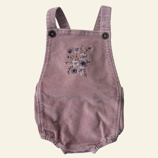Jamie Kay pink cord embroidered romper size 2