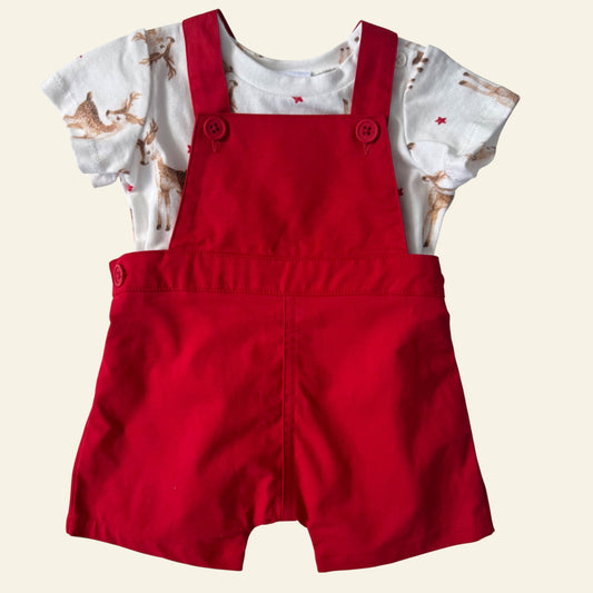 Baby Berry red overalls set size 000