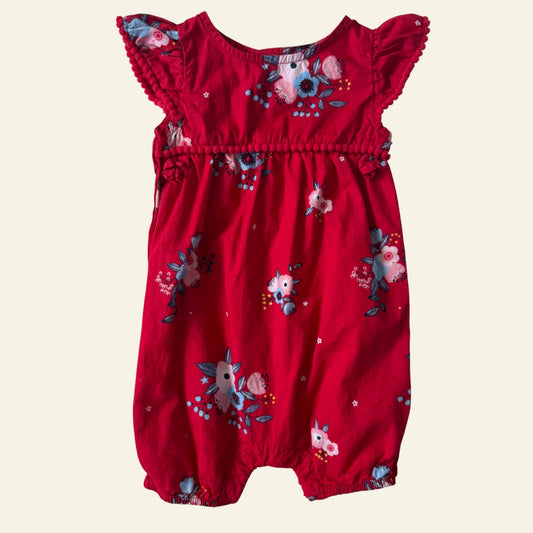 Sprout red floral romper size 000