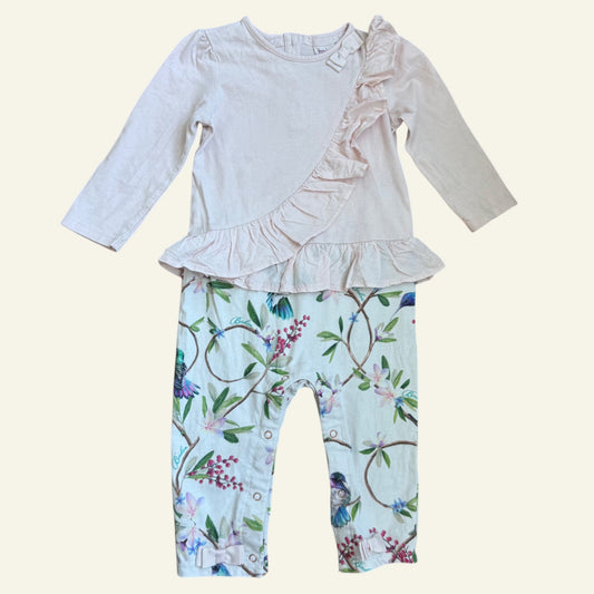 Ted Baker pink frill onesie size 12-18 months