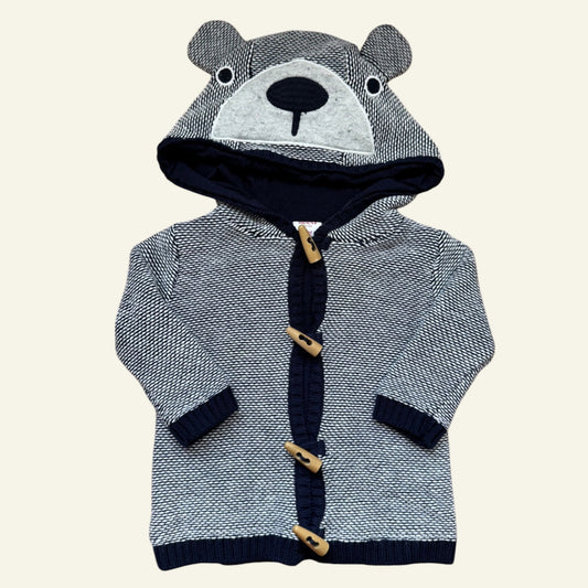 Seed blue and white knit hooded cardigan size 000