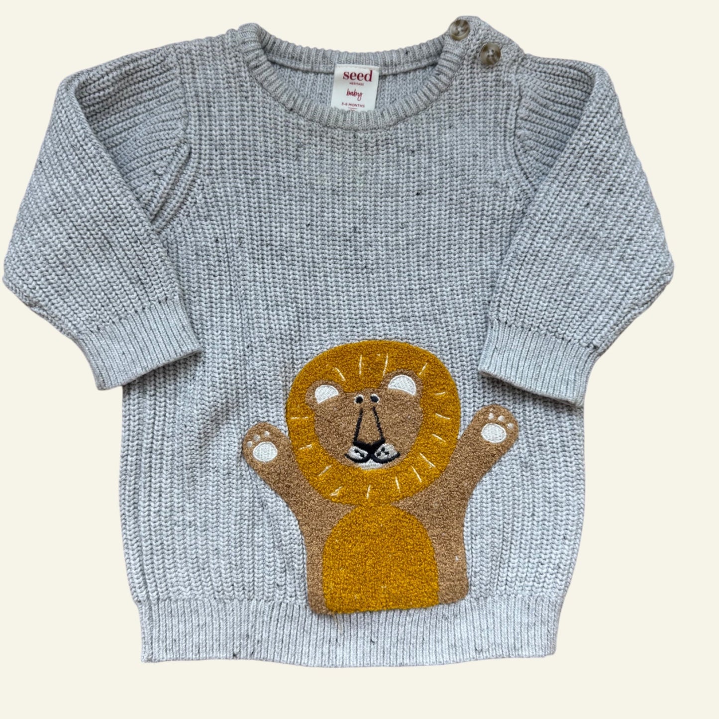 Seed grey lion knit jumper size 00