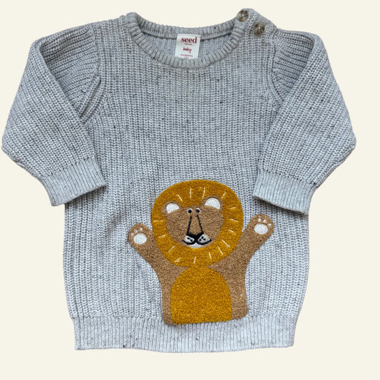 Seed grey lion knit jumper size 00