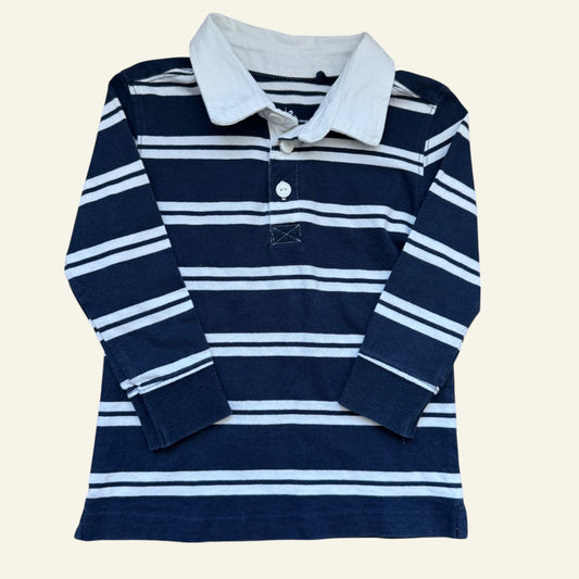 Anko blue white stripe top size 2