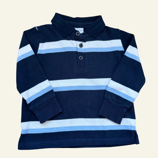 Milky blue stripe polo top size 1