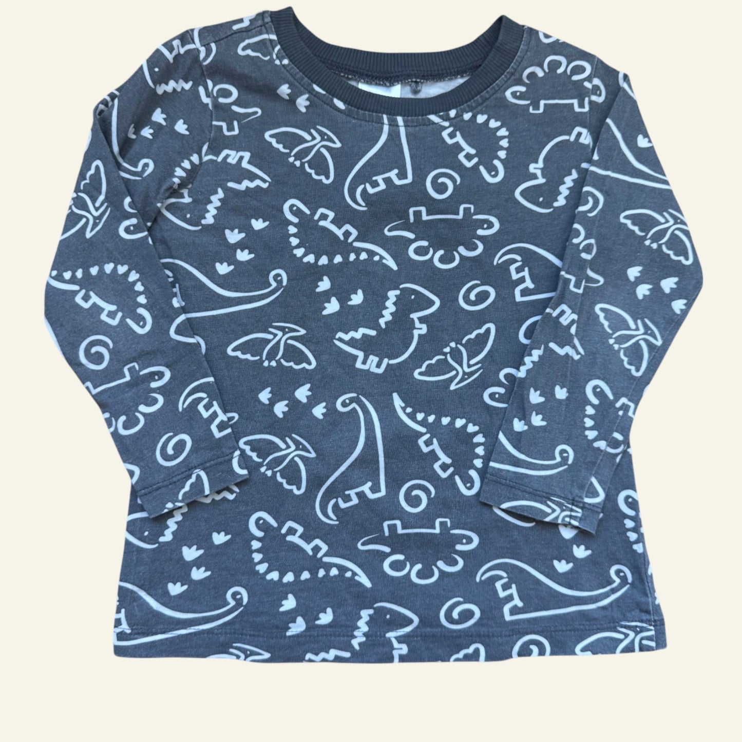 Anko grey dinosaur long sleeve top size 2