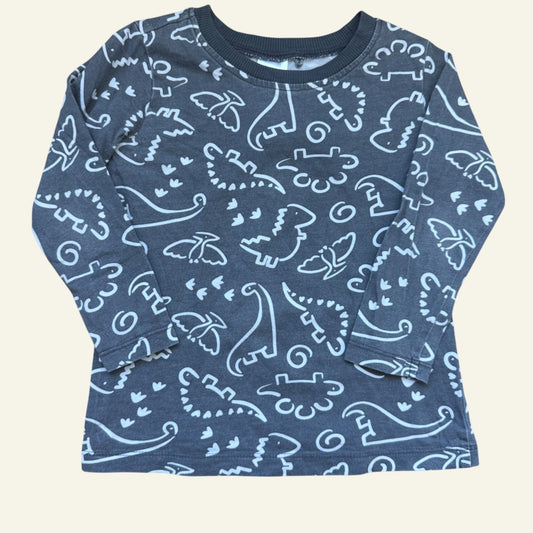 Anko grey dinosaur long sleeve top size 2