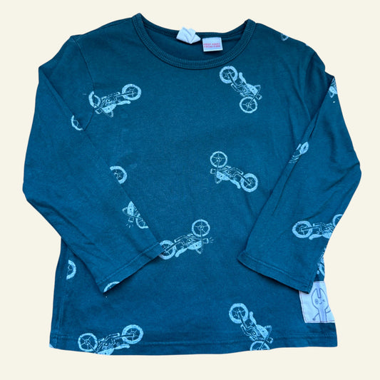 Zara green motorcycle long sleeve top size 2