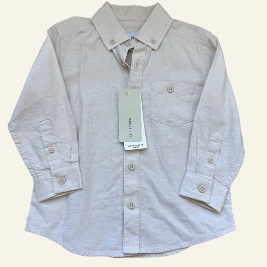 Target beige button up shirt size 3 (brand new)