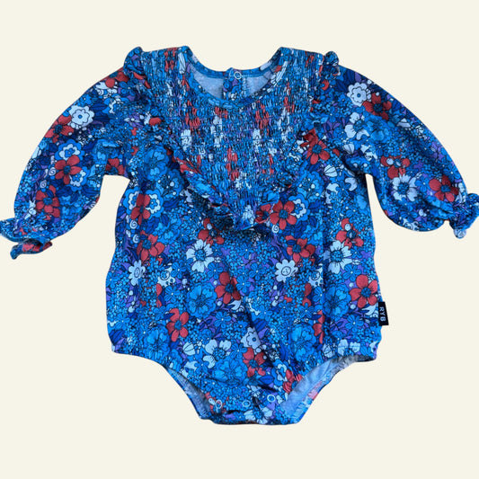 Rock Your Baby blue floral romper size 00