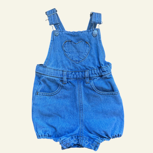 Baby Berry washed denim heart overalls size 1