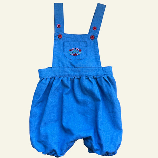 Ollies Place blue floral overalls size 0