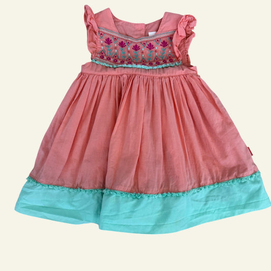 Pumpkin Patch coral embroidered dress size 0