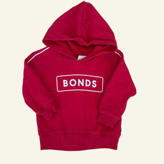 Bonds red logo hooded jumper size 0