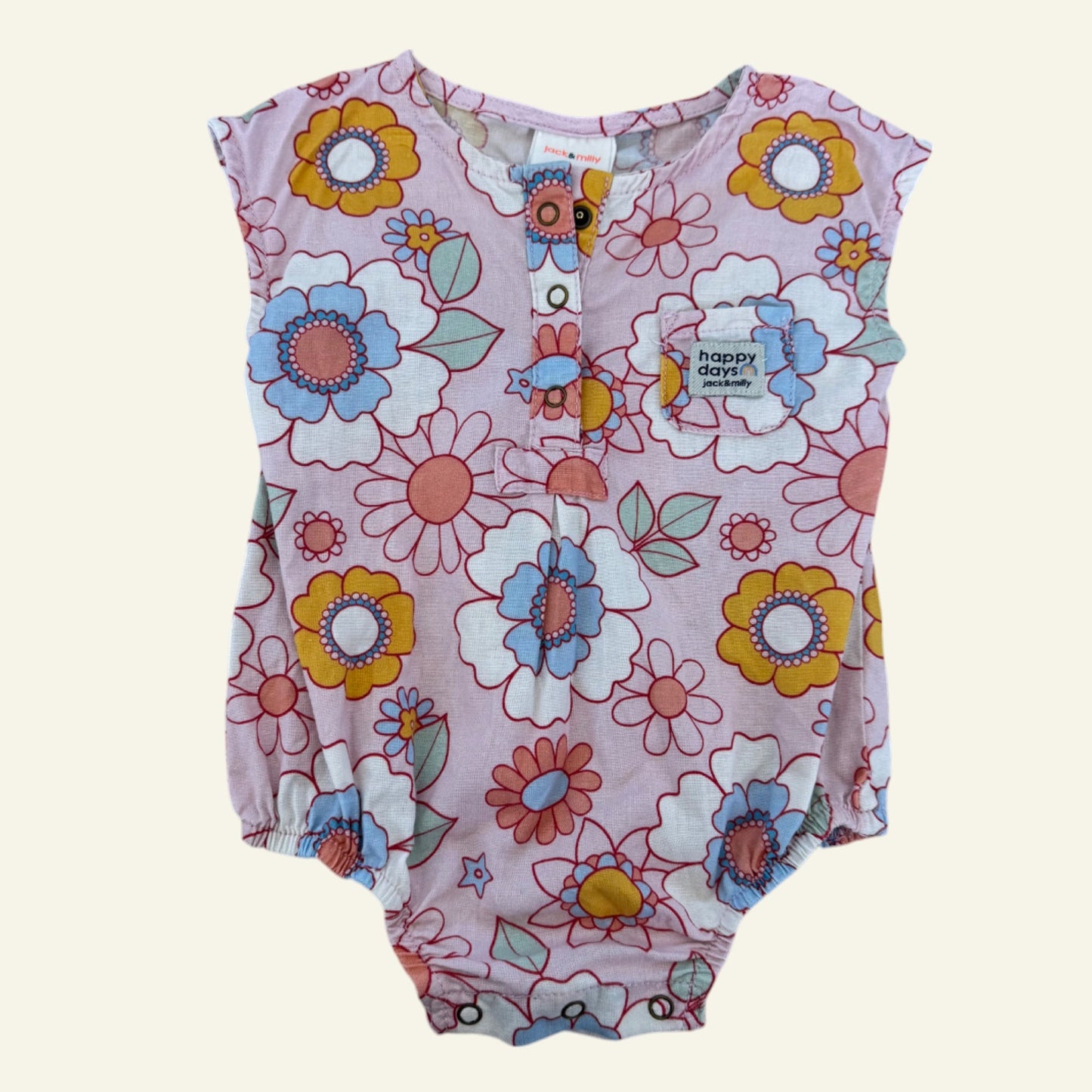 Jack and Milly pink floral romper size 00