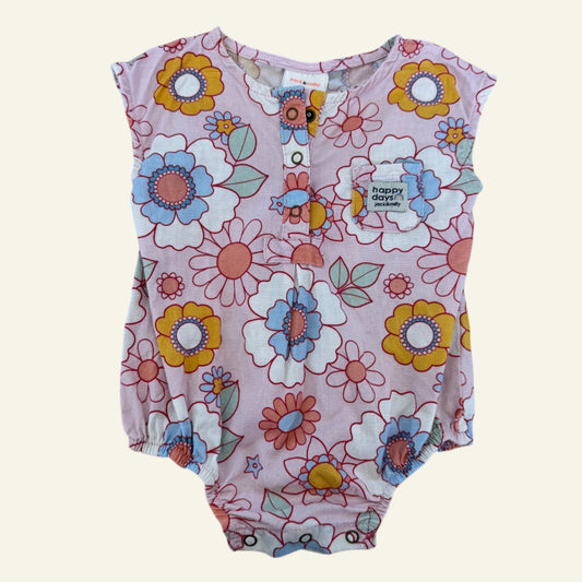 Jack and Milly pink floral romper size 00