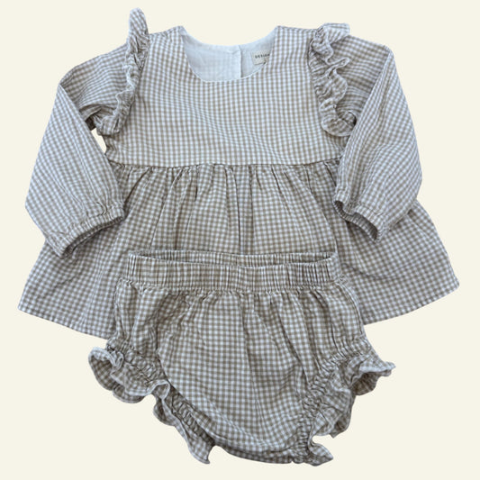 Designer Kidz beige gingham set size 0