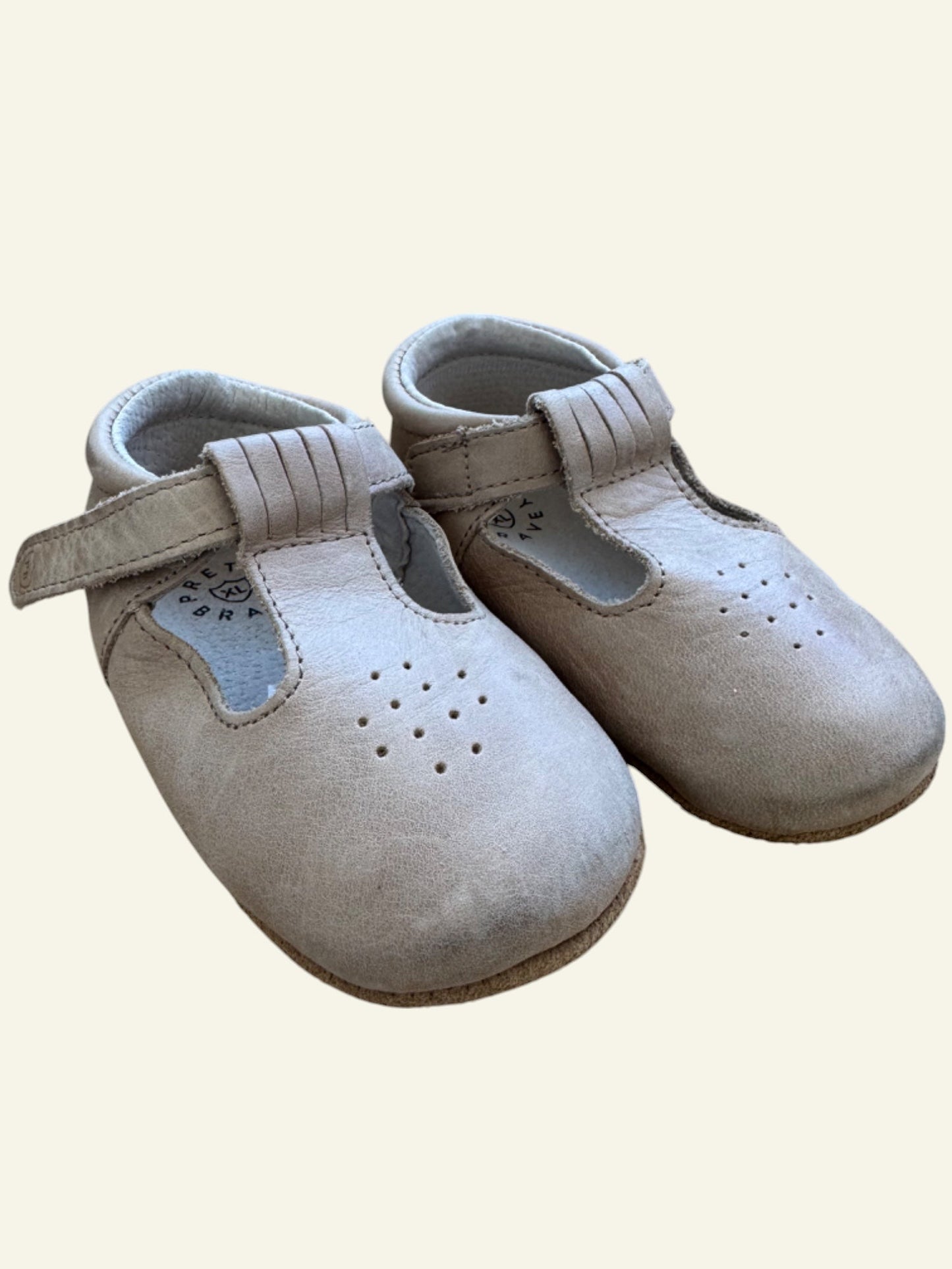 Pretty Brave beige leather soft sole shoe size 18-24m