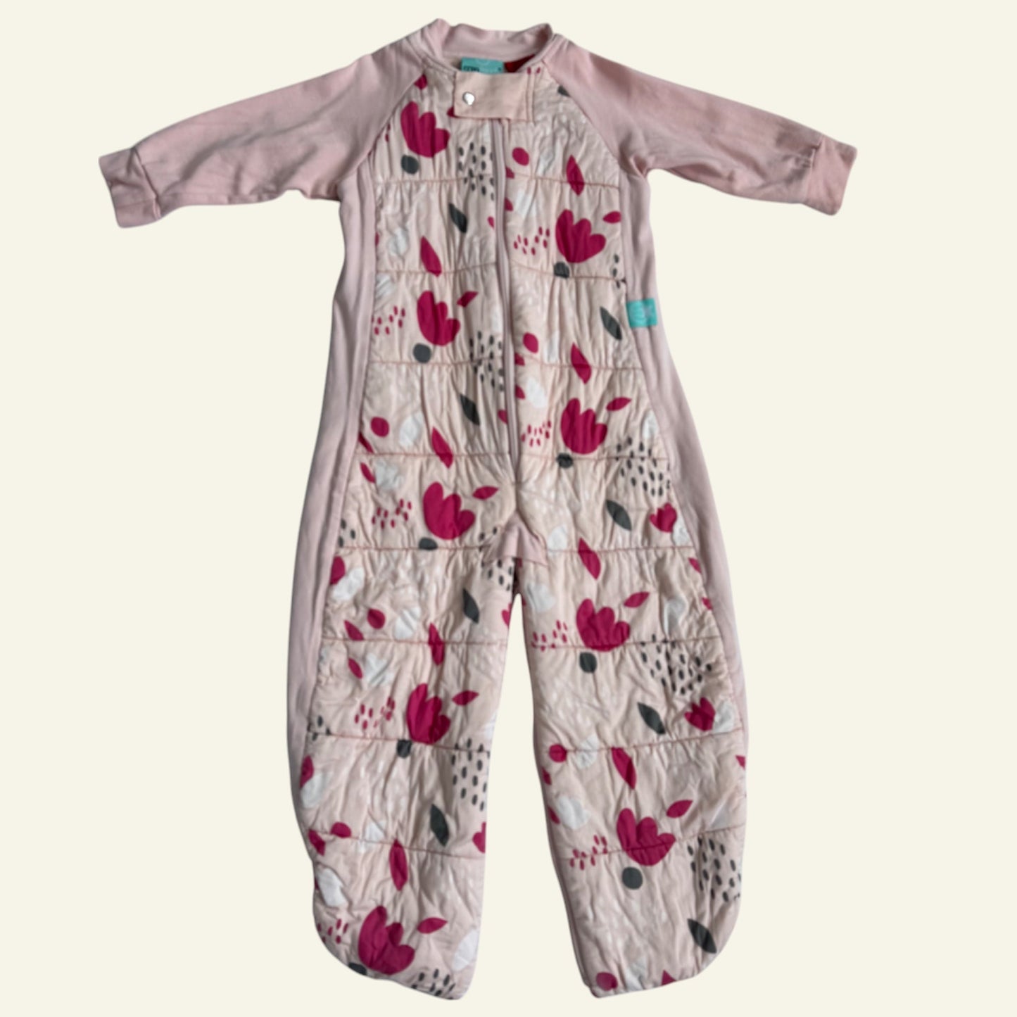 Ergopouch pink patterned sleep suit bag 2.5 tog size 2-3