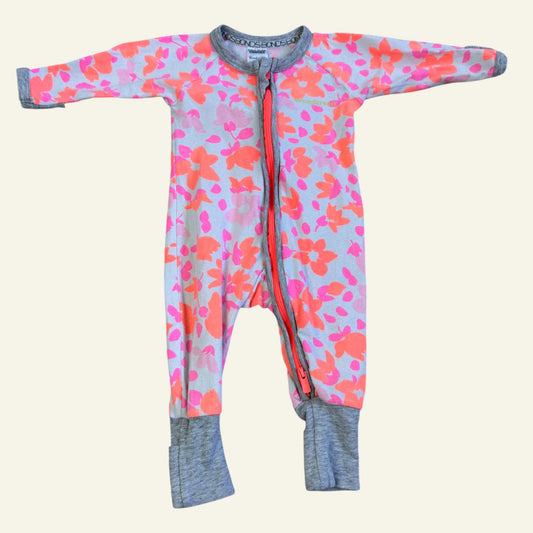 Bonds pink floral wondersuit size 000